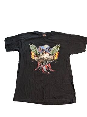 Las Vegas Harley-Davidson Black Tee with Multicolor Winged Shield Graphic NWOT